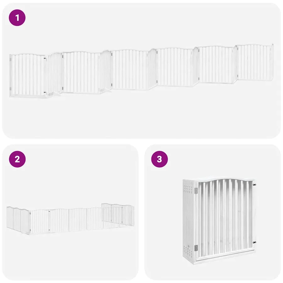 Barrière pour chien porte pliable 12 panneaux bois de peuplier - 6