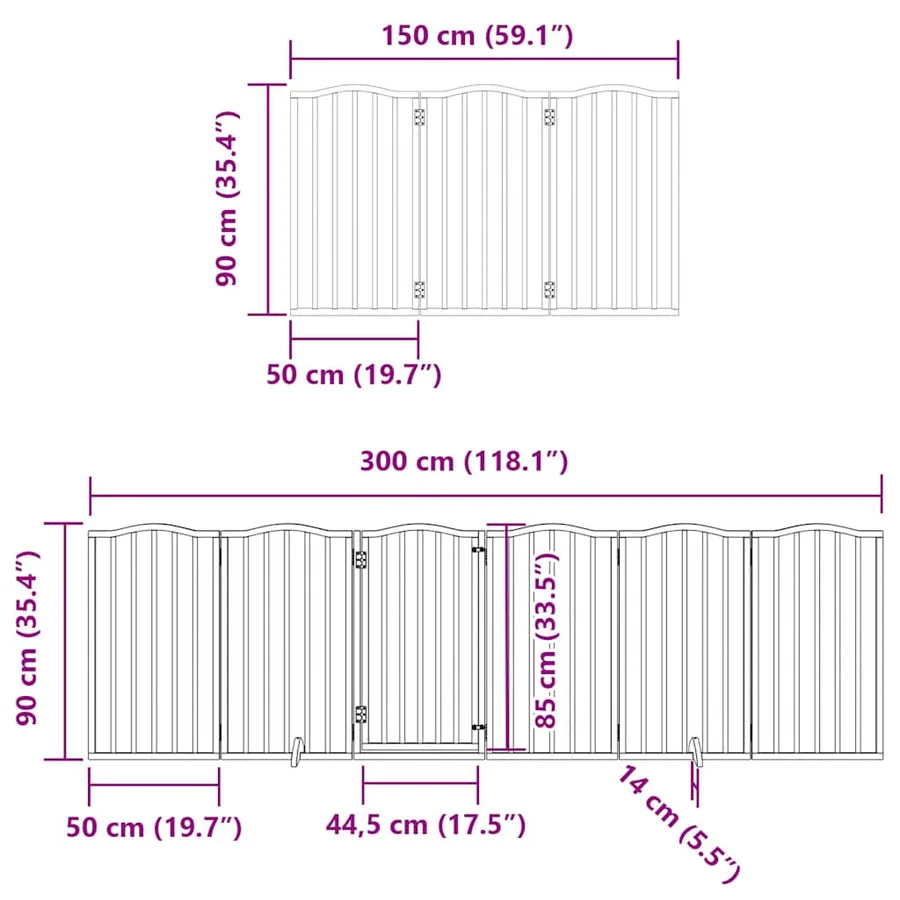 Barrière pour chien porte pliable 12 panneaux bois de peuplier - 12