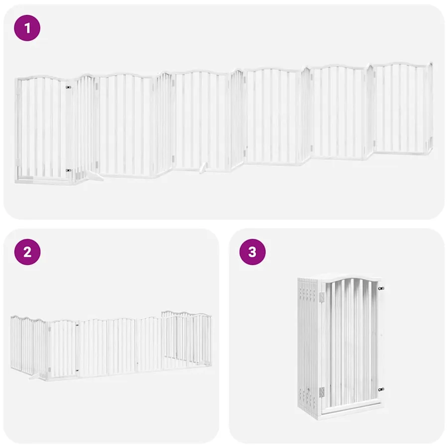 Barrière pour chien porte pliable 12 panneaux bois de peuplier - 6