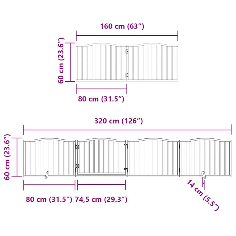 Barrière pour chien porte pliable 8panneaux blanc bois peuplier - 12