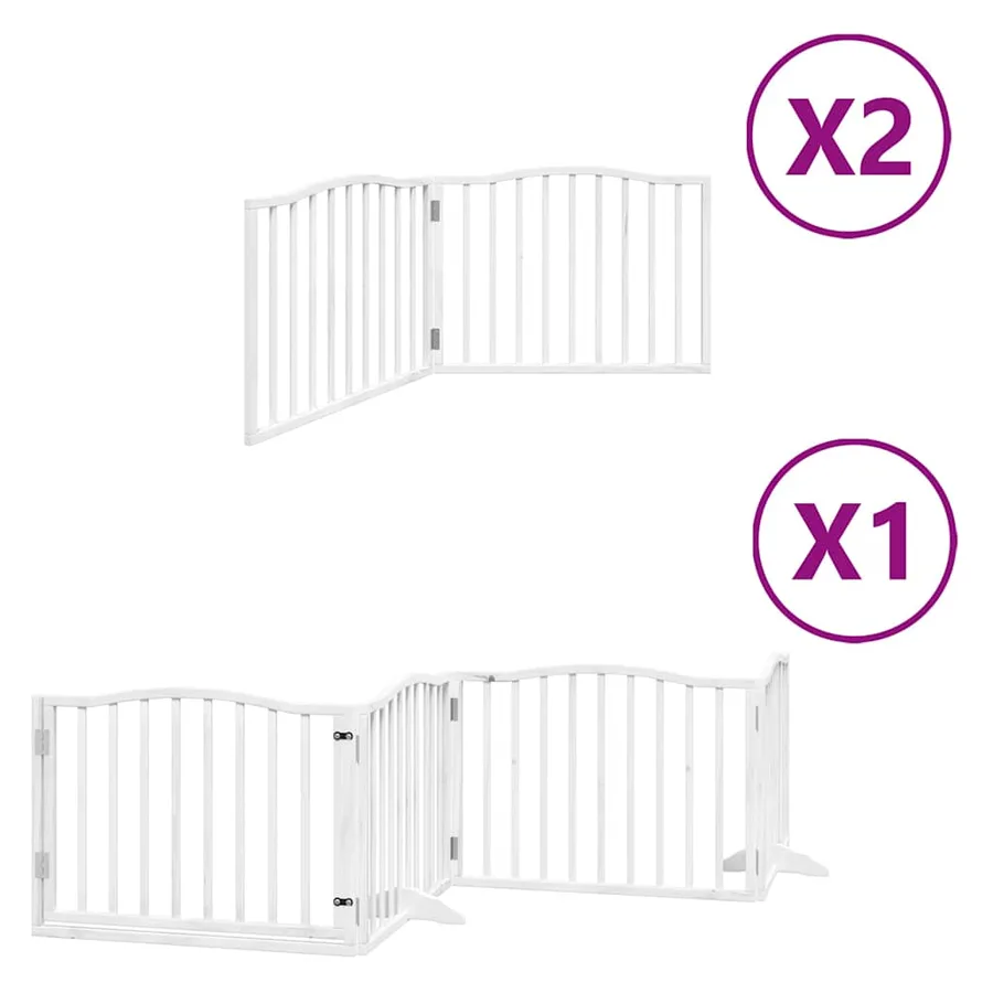 Barrière pour chien porte pliable 8panneaux blanc bois peuplier - 2