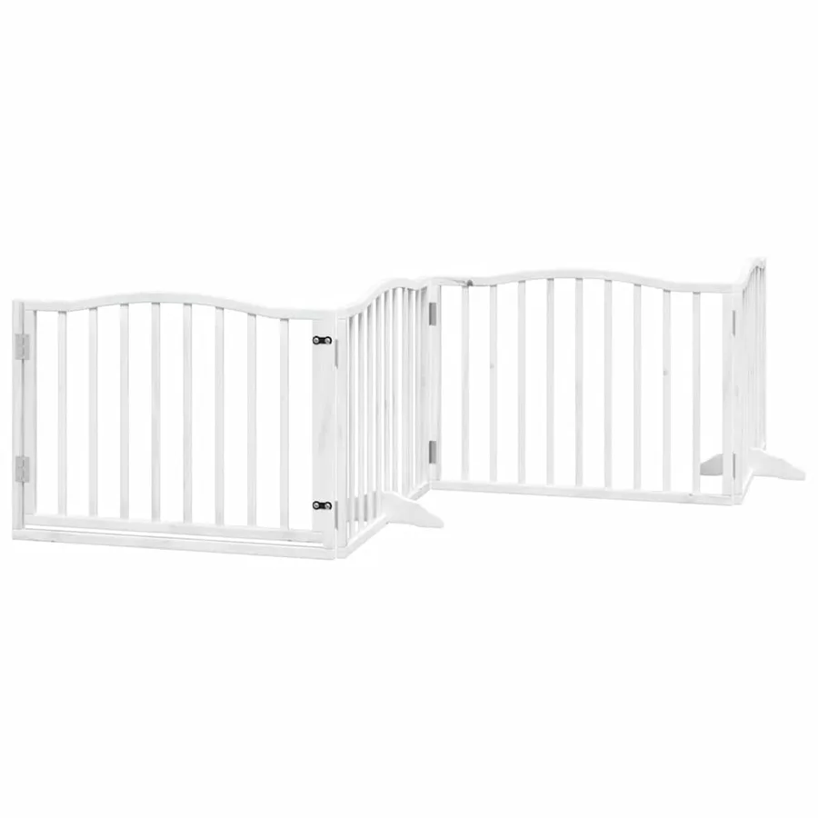 Barrière pour chien porte pliable 8panneaux blanc bois peuplier - 4
