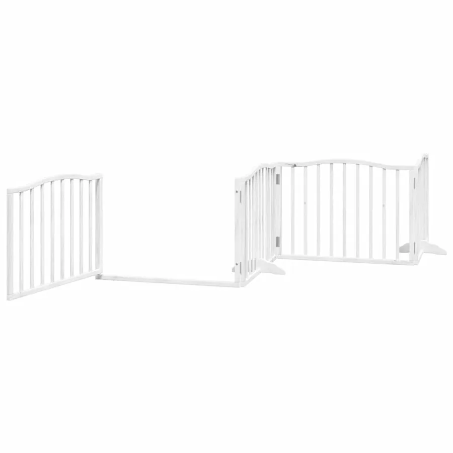 Barrière pour chien porte pliable 8panneaux blanc bois peuplier - 5
