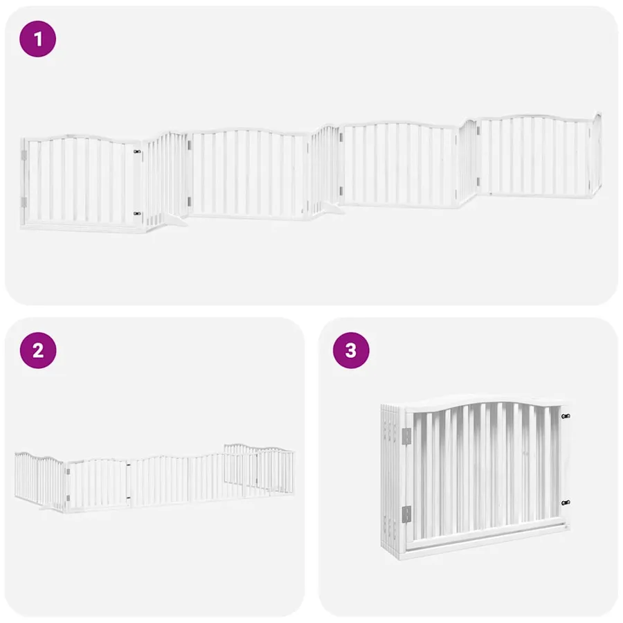 Barrière pour chien porte pliable 8panneaux blanc bois peuplier - 6