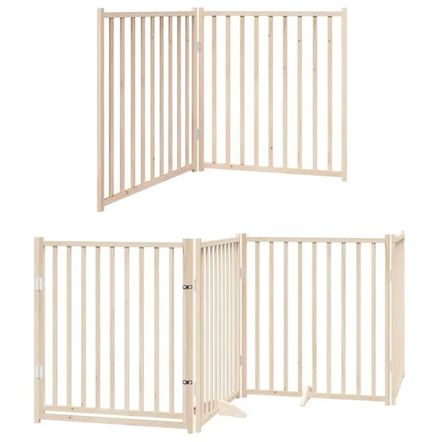 Barrière pour chien porte pliable 12 panneaux bois de peuplier - 3