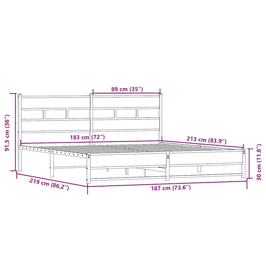 Cadre de lit en métal sans matelas chêne sonoma 183x213 cm - 9