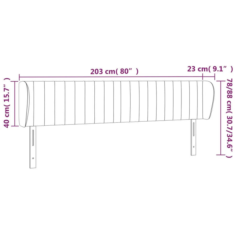 Tête de lit avec oreilles Gris clair 203x23x78/88 cm Tissu - 9