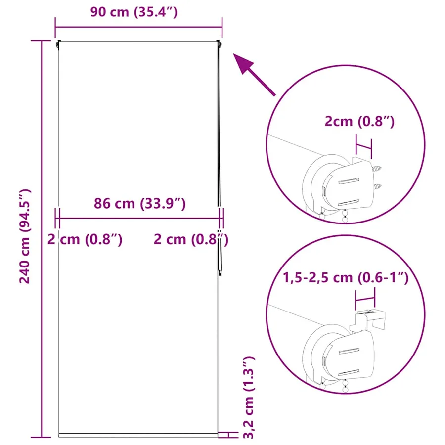 Store enrouleur de douche 90x240 cm largeur du tissu 86 cm - 16