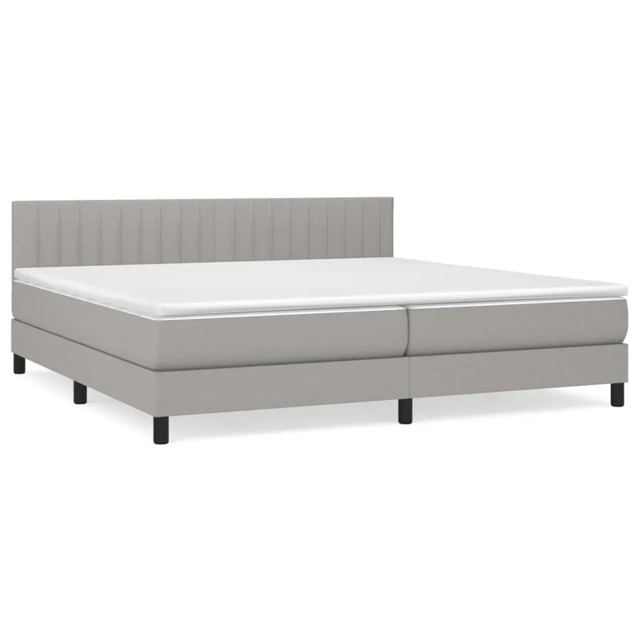 Sommier à lattes de lit avec matelas Gris clair 200x200cm Tissu - 2