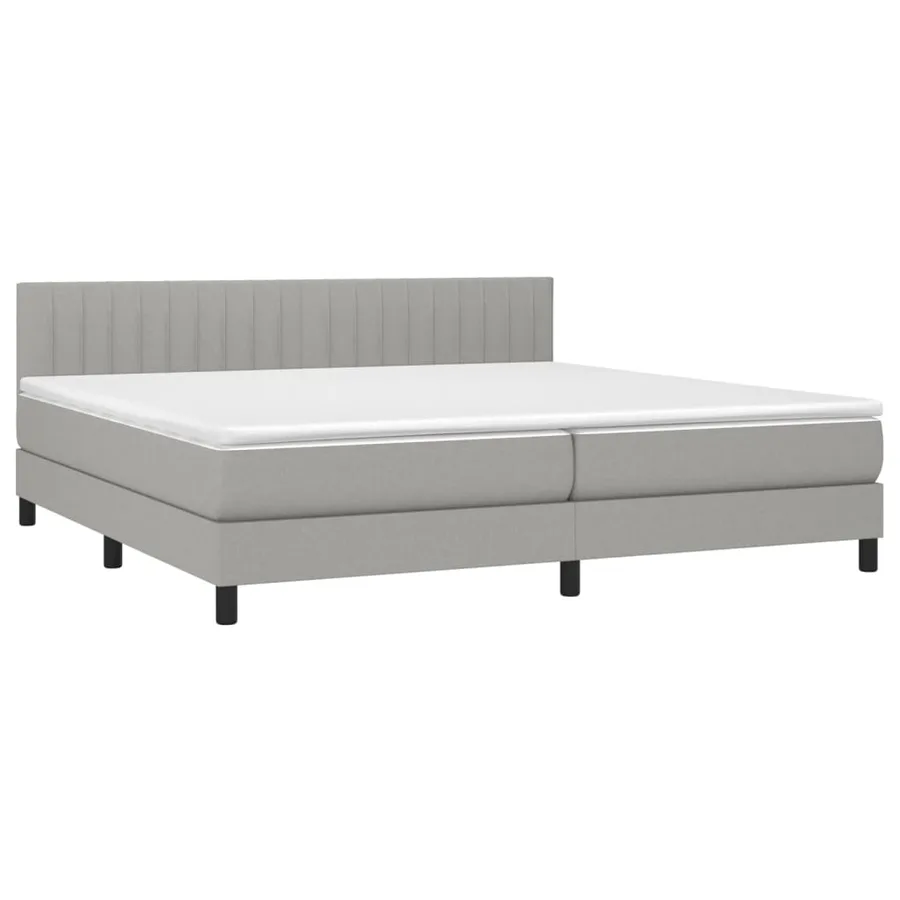 Sommier à lattes de lit avec matelas Gris clair 200x200cm Tissu - 3