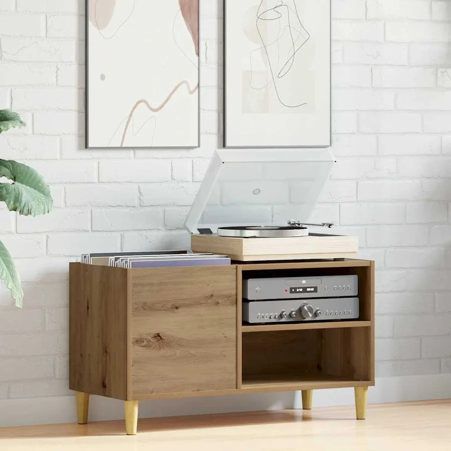 Armoire à disques chêne artisanal 84,5x38x48 cm bois ingénierie - 3