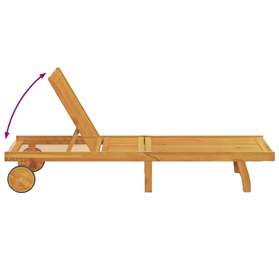 Chaise longue avec table bois massif d'acacia - 12