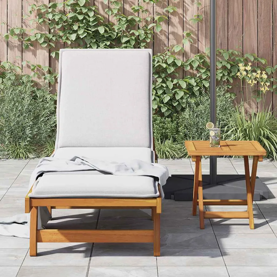 Chaise longue avec table bois massif d'acacia - 3