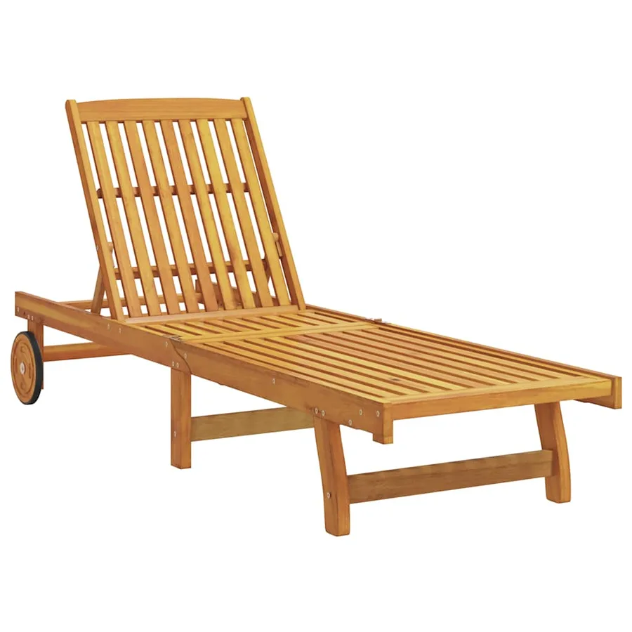 Chaise longue avec table bois massif d'acacia - 4