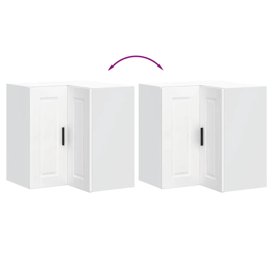 Armoire d'angle murale de cuisine Porto blanc bois d'ingénierie - 8