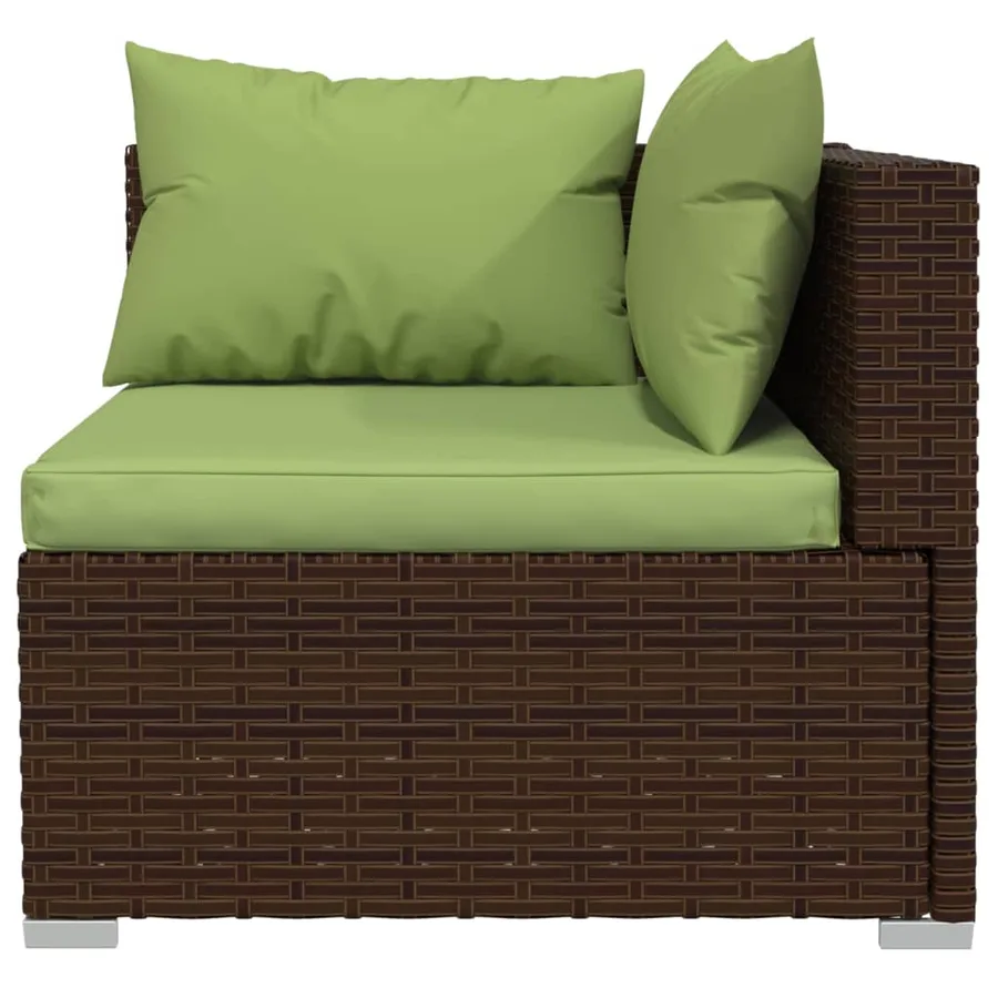 Salon de jardin 6 pcs avec coussins Résine tressée Marron - 4