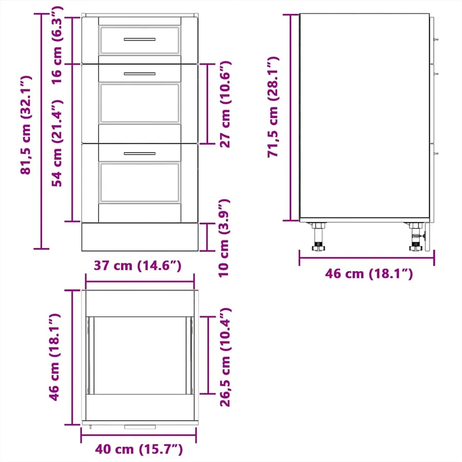 Armoire de cuisine Porto vieux bois bois d'ingénierie - 11