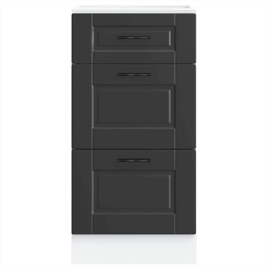 Meuble bas de cuisine « Porto » en bois d'ingénierie noir - 4