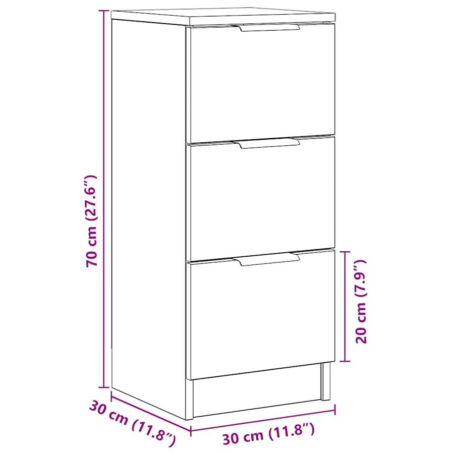 Buffet chêne artisanal 30x30x70 cm bois d'ingénierie - 13
