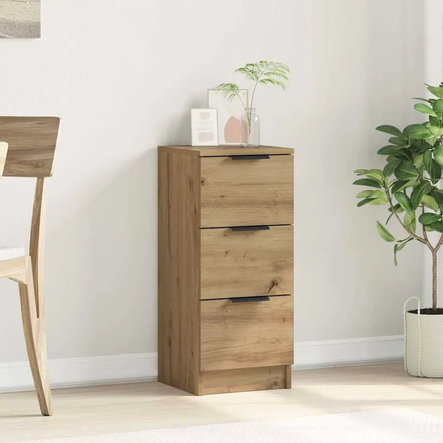 Buffet chêne artisanal 30x30x70 cm bois d'ingénierie - 3