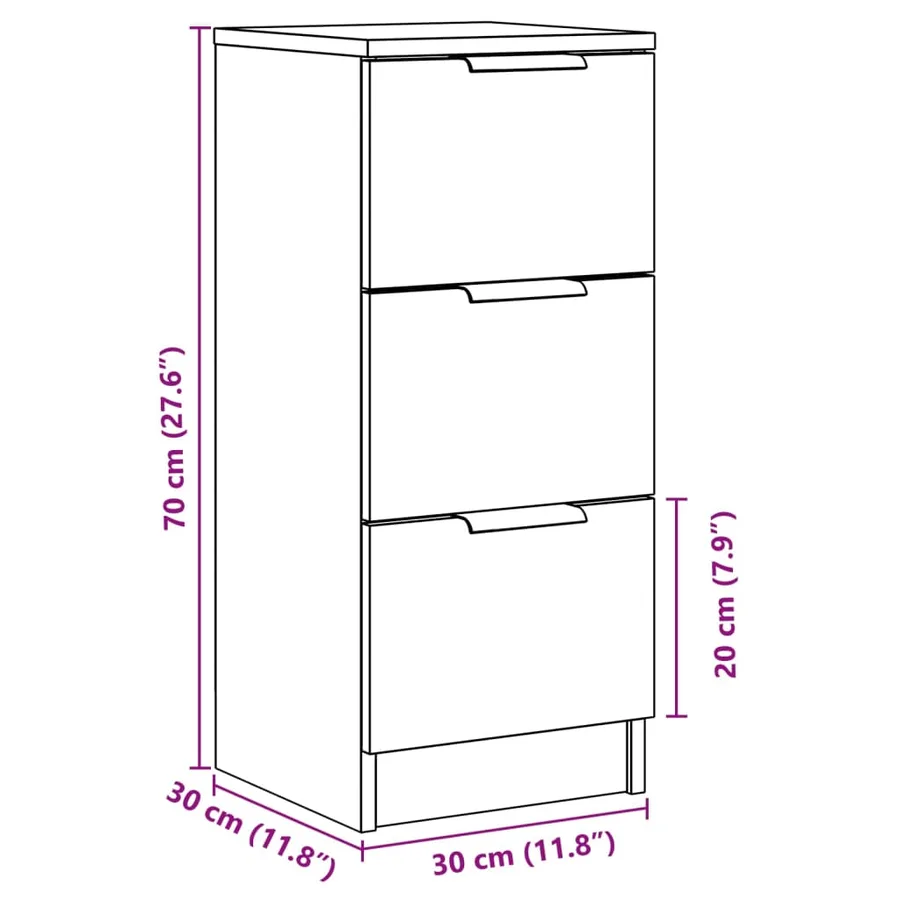 Buffet vieux bois 30x30x70 cm bois d'ingénierie - 11