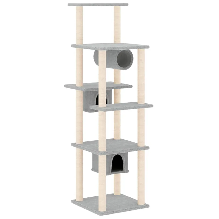 Arbre à chat avec griffoirs en sisal Gris clair 169 cm - 2