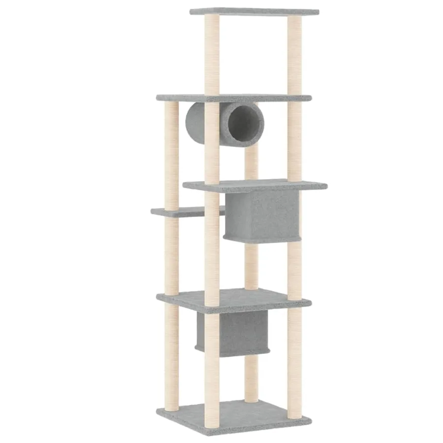 Arbre à chat avec griffoirs en sisal Gris clair 169 cm - 5