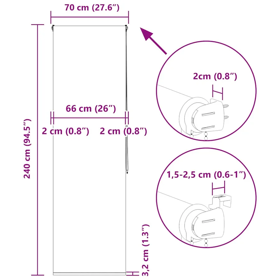 Store enrouleur de douche 70x240 cm largeur du tissu 66 cm - 16