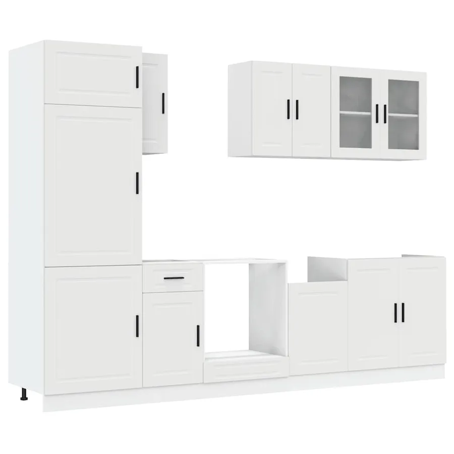 Ensemble de 8 meubles de cuisine "Porto" en bois d'ingénierie blanc - 2