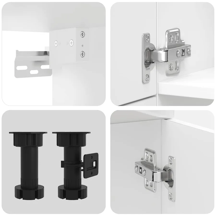 Ensemble de 7 meubles de cuisine "Porto" en bois d'ingénierie blanc brillant - 7