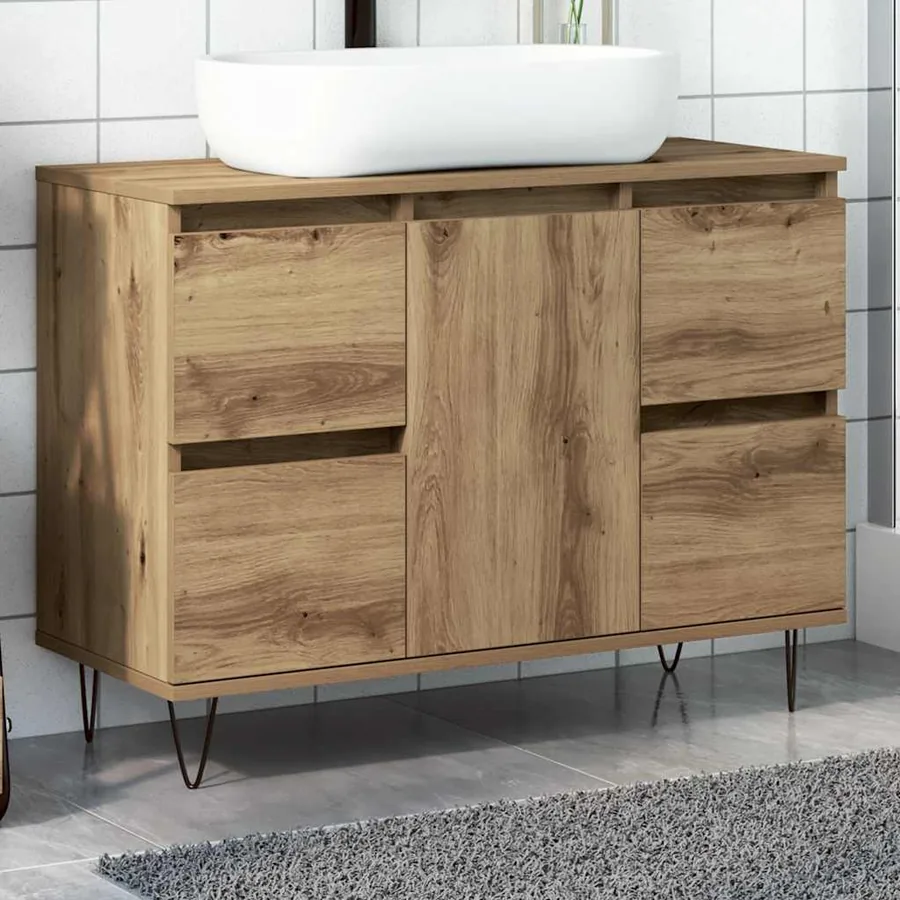 Armoire de salle de bain chêne artisanal bois d'ingénierie