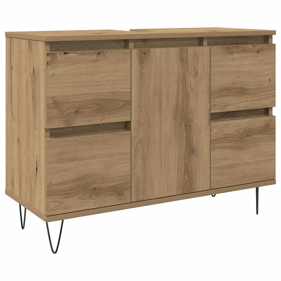 Armoire de salle de bain chêne artisanal bois d'ingénierie - 2