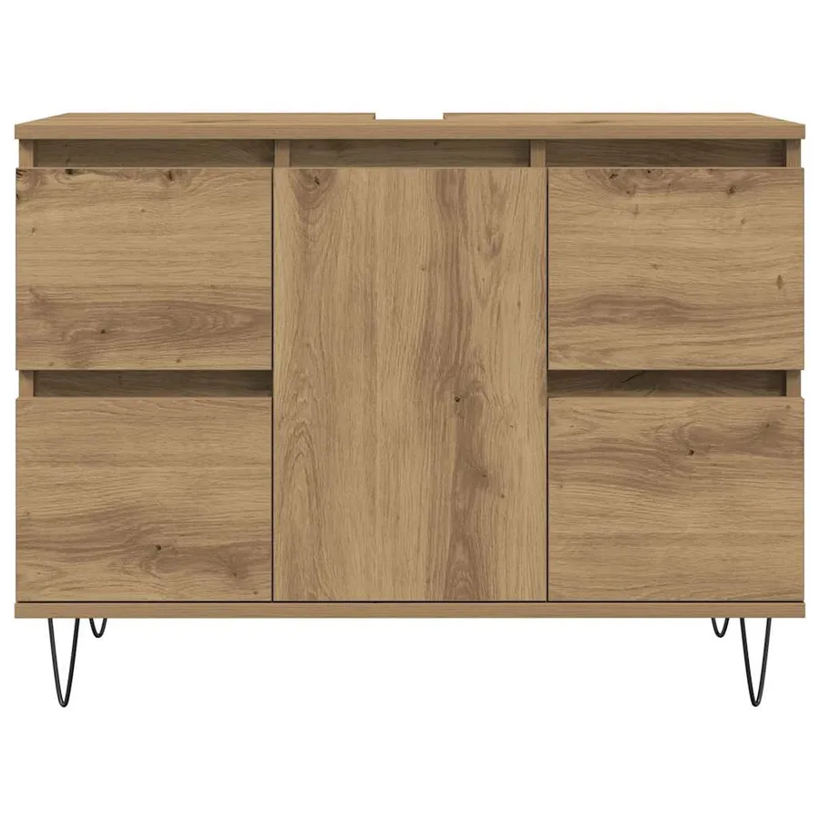 Armoire de salle de bain chêne artisanal bois d'ingénierie - 4