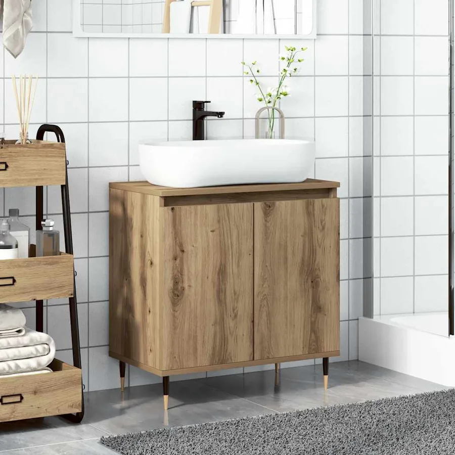 Armoire de salle de bain chêne artisanal 58x33x60 cm - 3