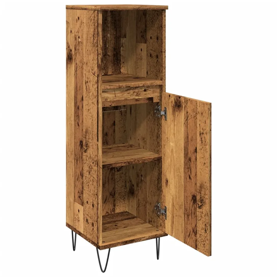 Armoire de salle de bain vieux bois 30x30x100cm bois ingénierie - 7