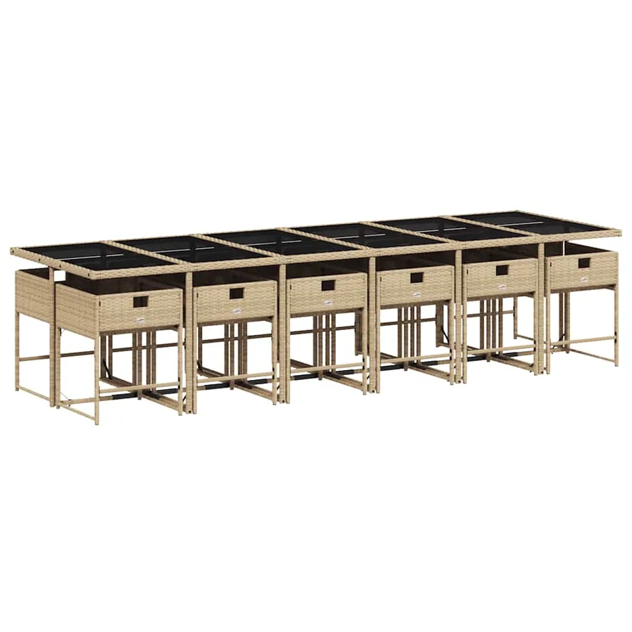 Ensemble à manger de jardin et coussins 13 pcs beige - 3