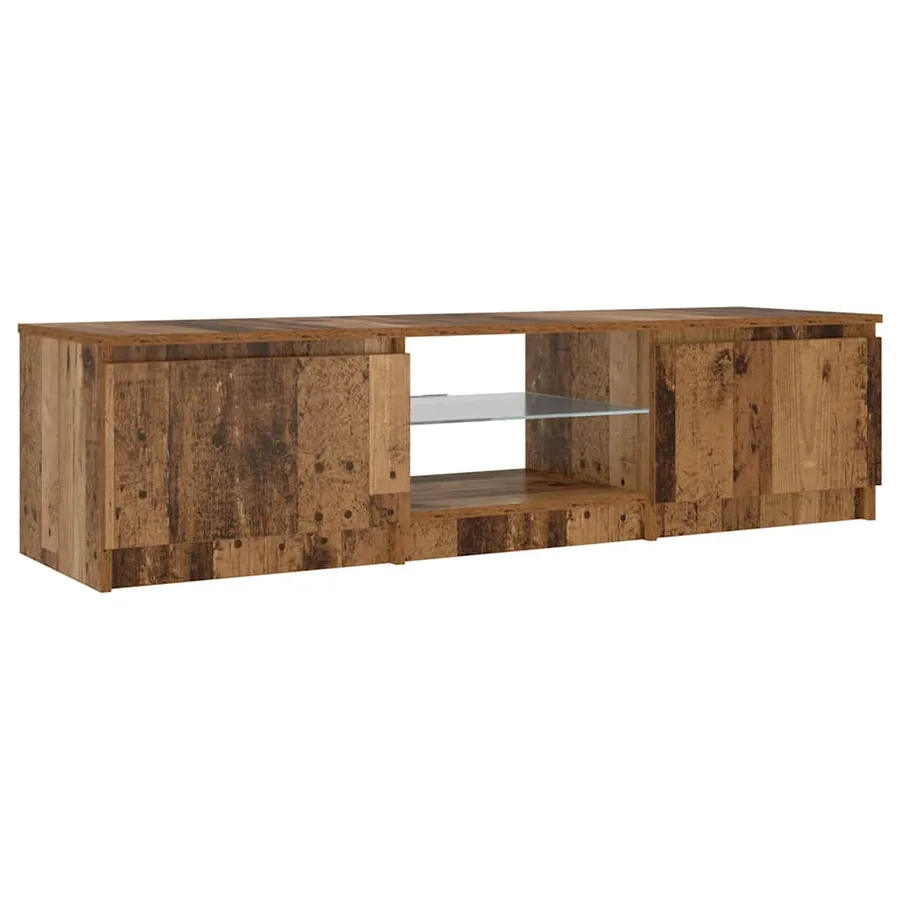 Meuble TV avec lumières LED vieux bois bois d'ingénierie - 7