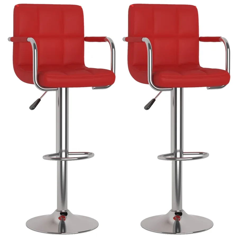 Tabourets de bar lot de 2 rouge bordeaux similicuir - 2