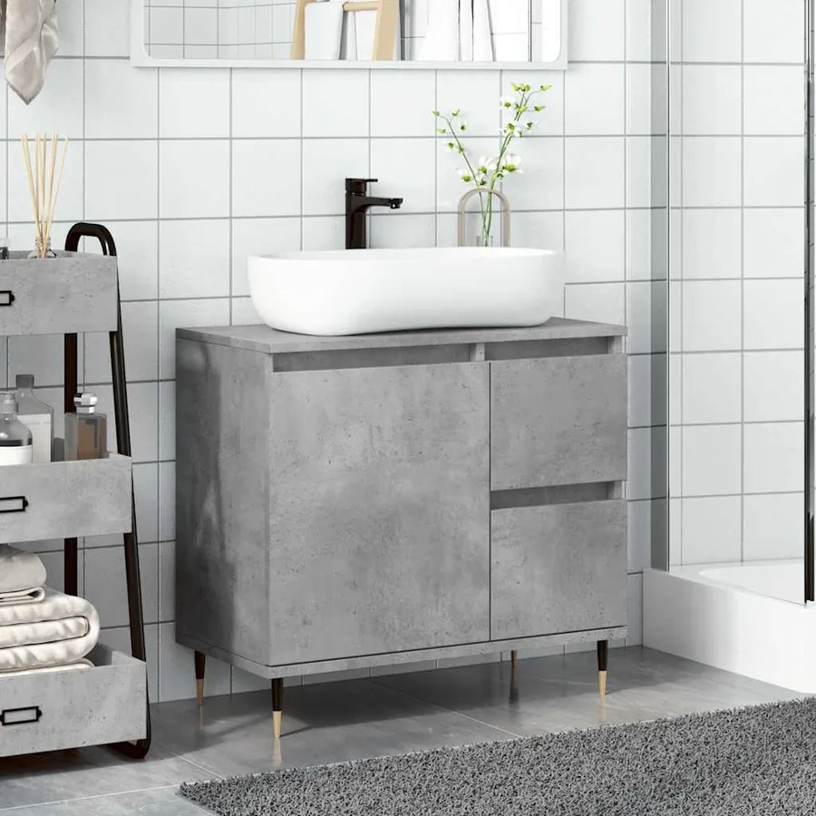 Armoire de salle de bain gris béton 65x33x60 cm - 3