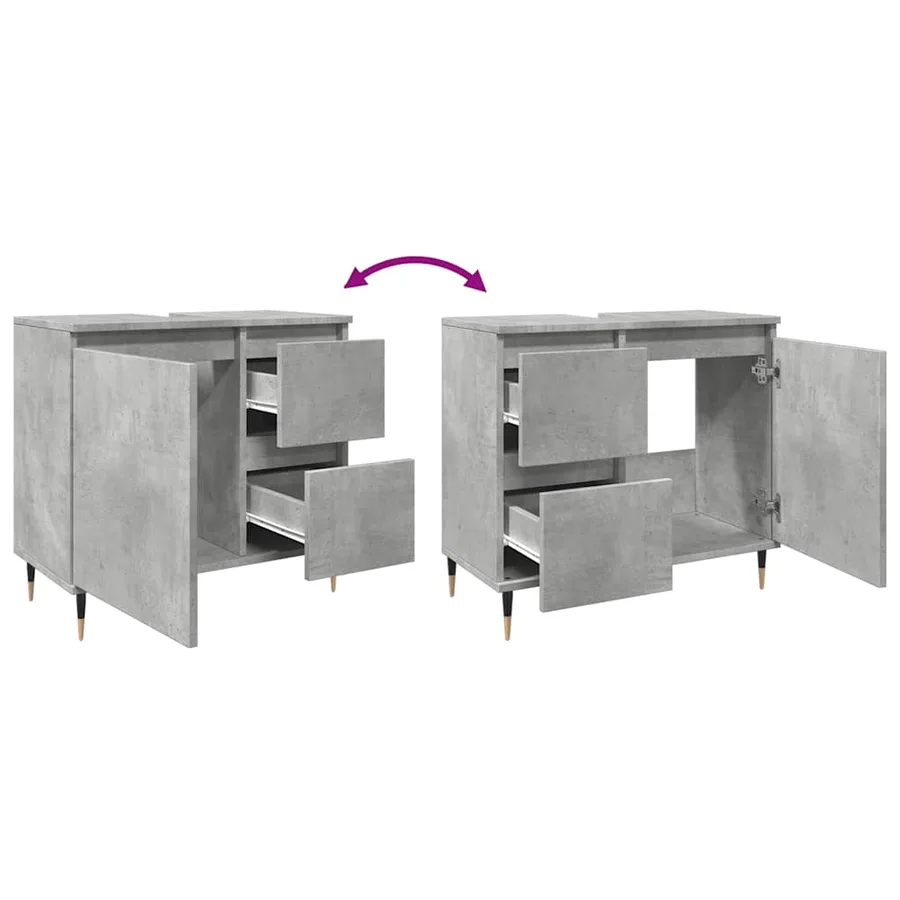 Armoire de salle de bain gris béton 65x33x60 cm - 9