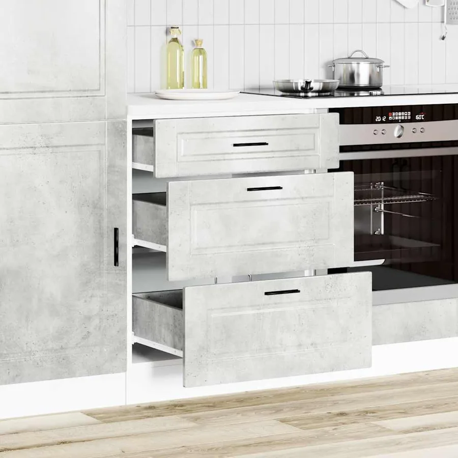 Armoire de cuisine Porto gris béton bois d'ingénierie - 3