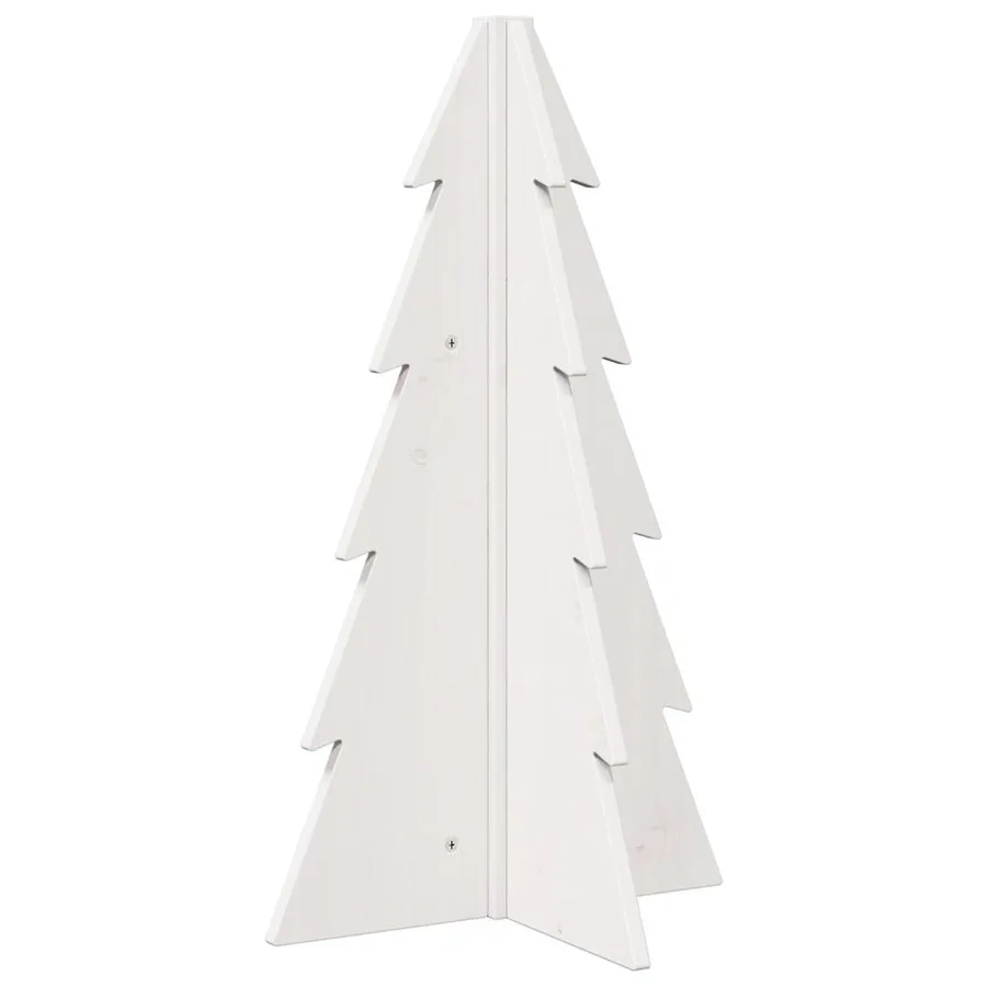 Arbre de Noël en bois pour décoration blanc 69,5 cm pin massif - 2