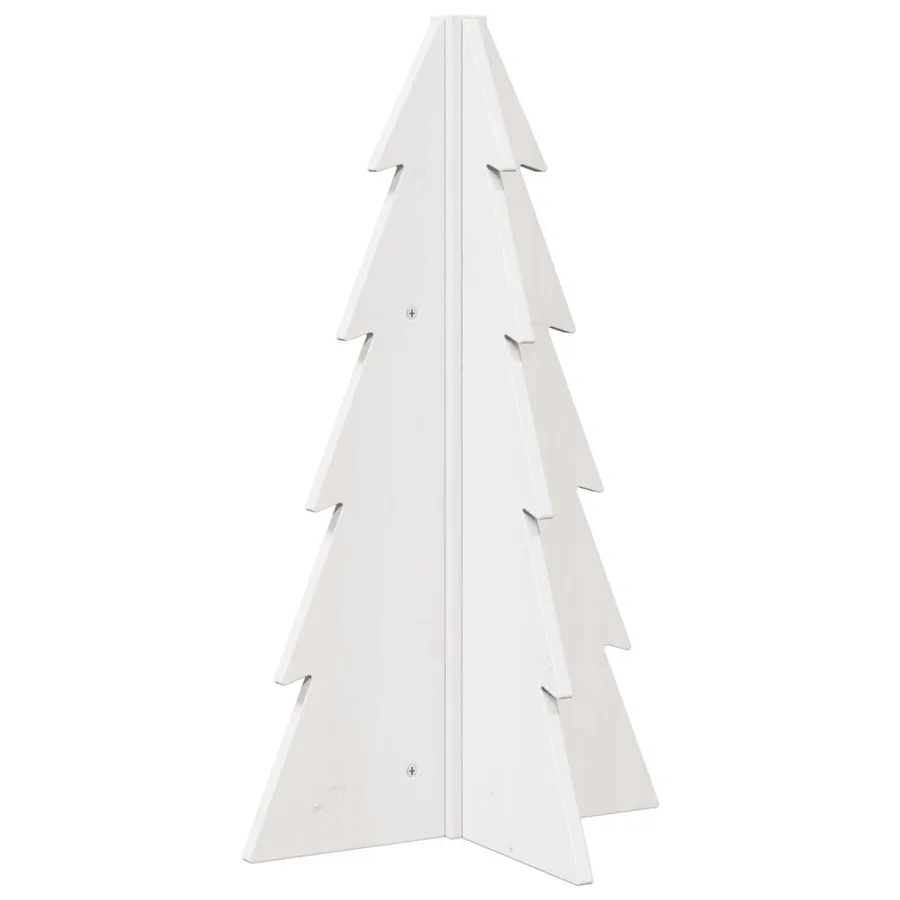 Arbre de Noël en bois pour décoration blanc 69,5 cm pin massif - 5