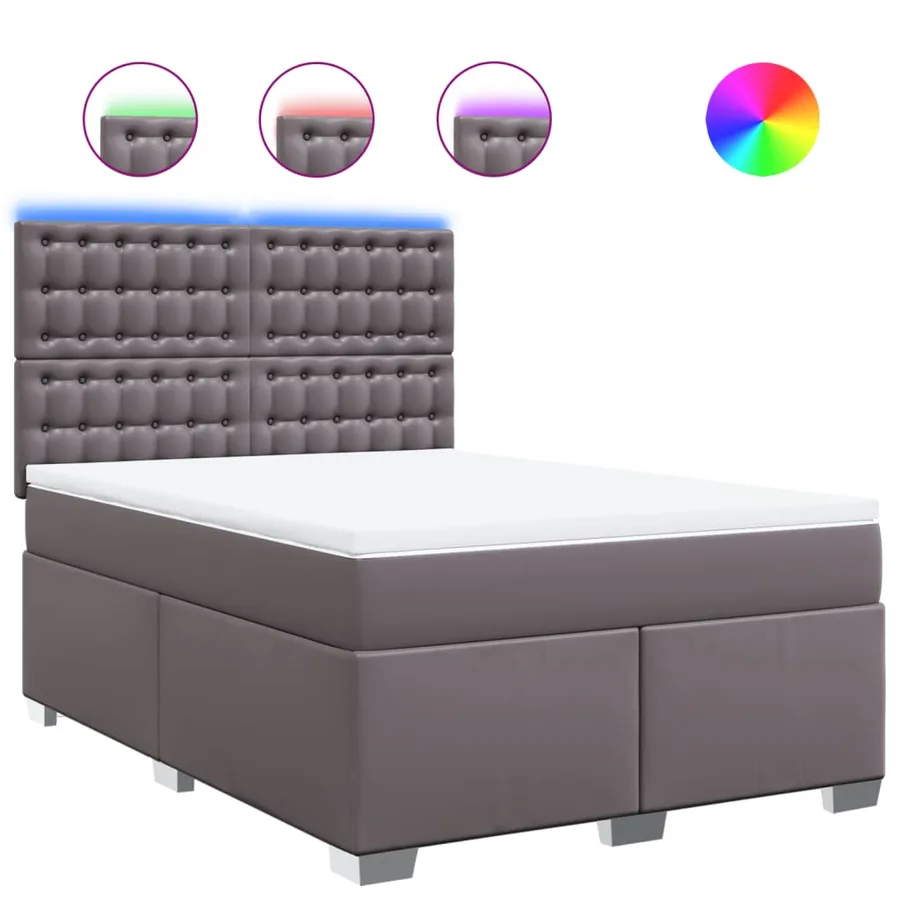 Sommier à lattes de lit avec matelas Gris 140x190 cm Similicuir - 2