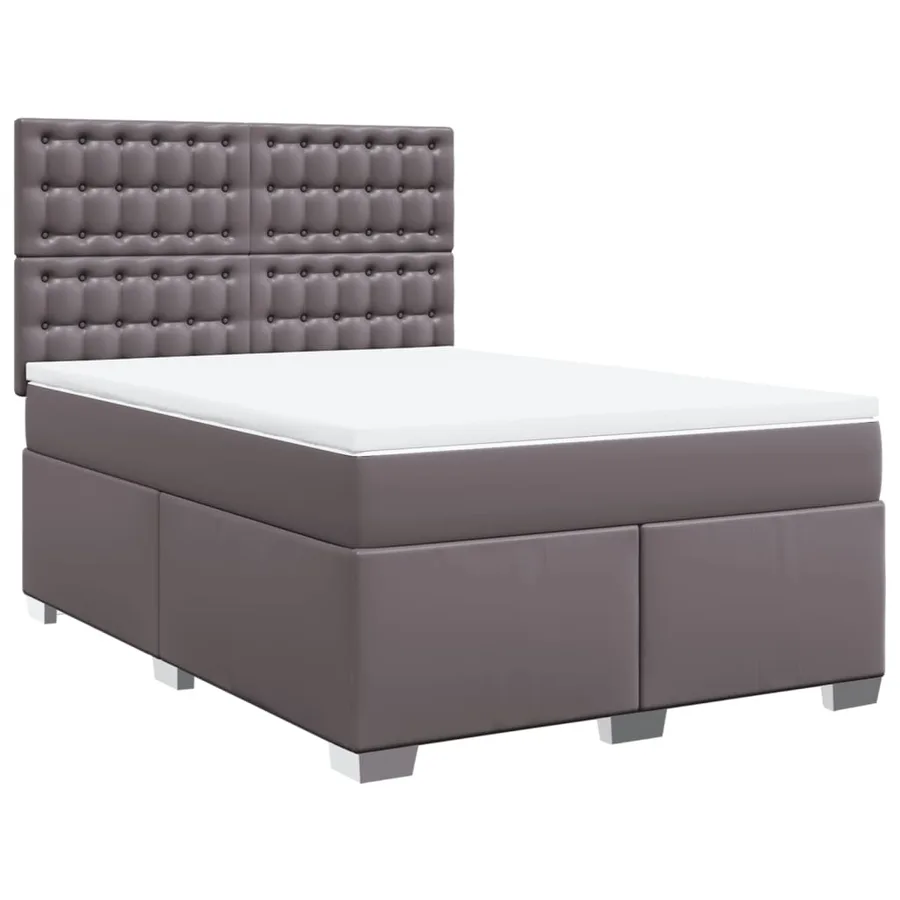 Sommier à lattes de lit avec matelas Gris 140x190 cm Similicuir - 3