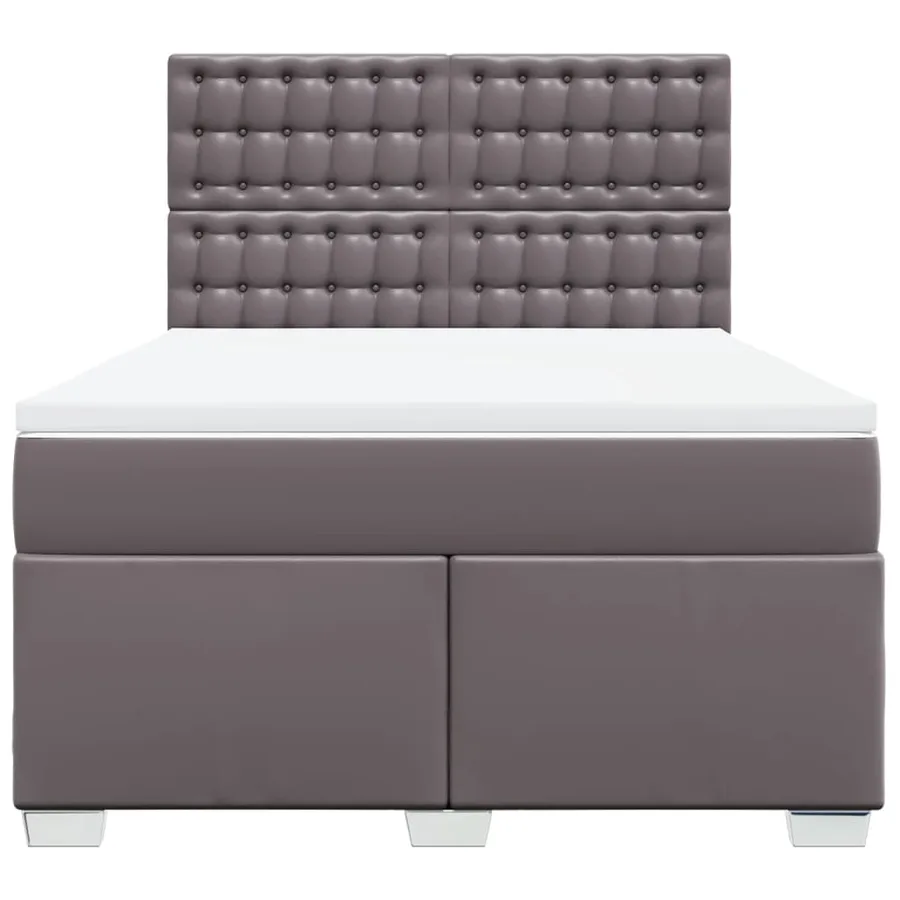 Sommier à lattes de lit avec matelas Gris 140x190 cm Similicuir - 6