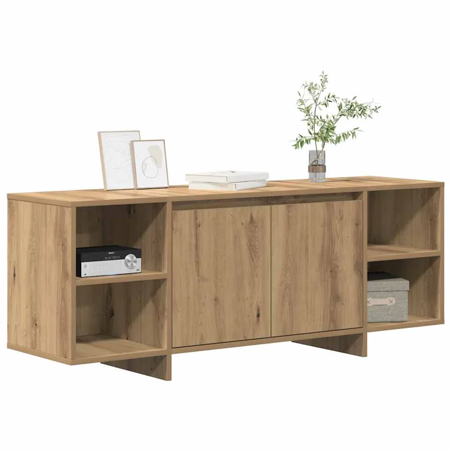 Meuble TV chêne artisanal 130x35x50 cm bois d'ingénierie - 3