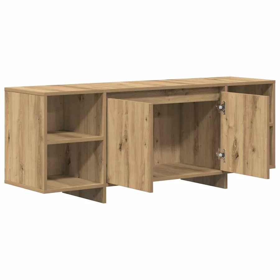 Meuble TV chêne artisanal 130x35x50 cm bois d'ingénierie - 4