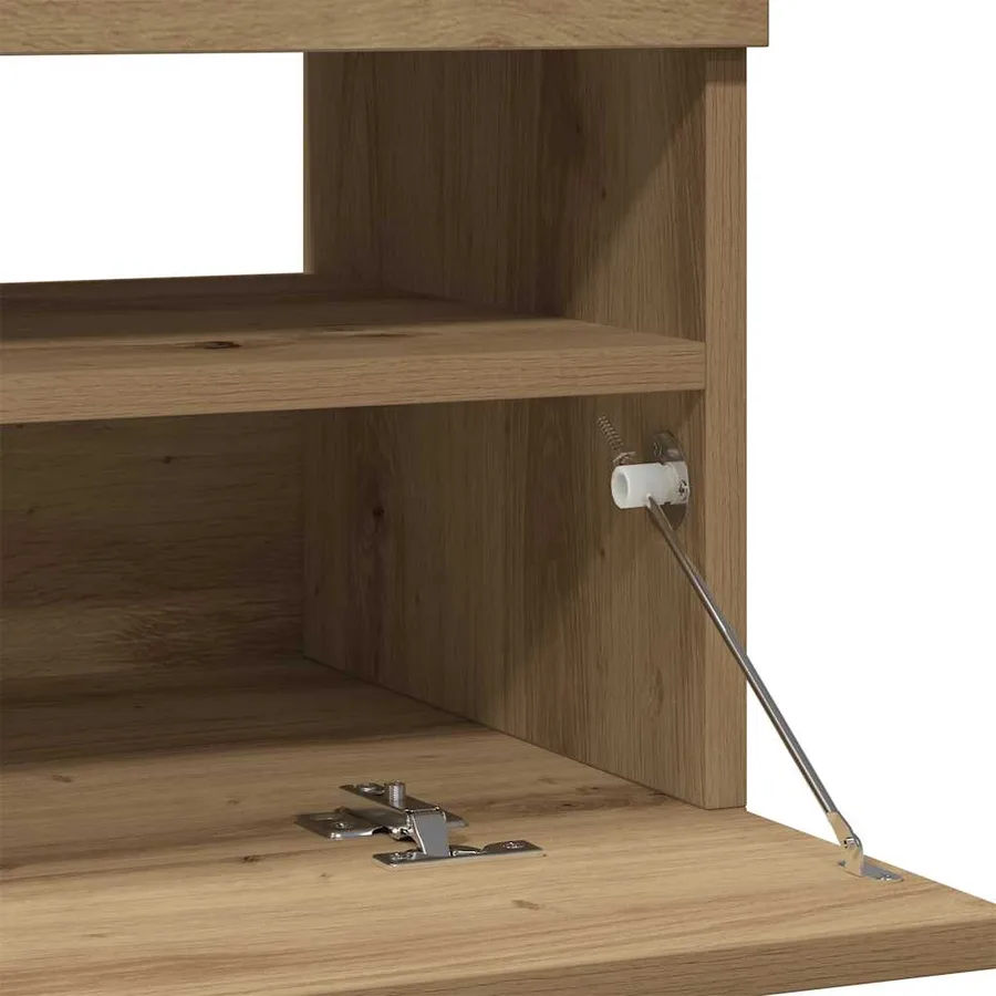 Meuble TV avec lumières LED chêne artisanal bois d'ingénierie - 10