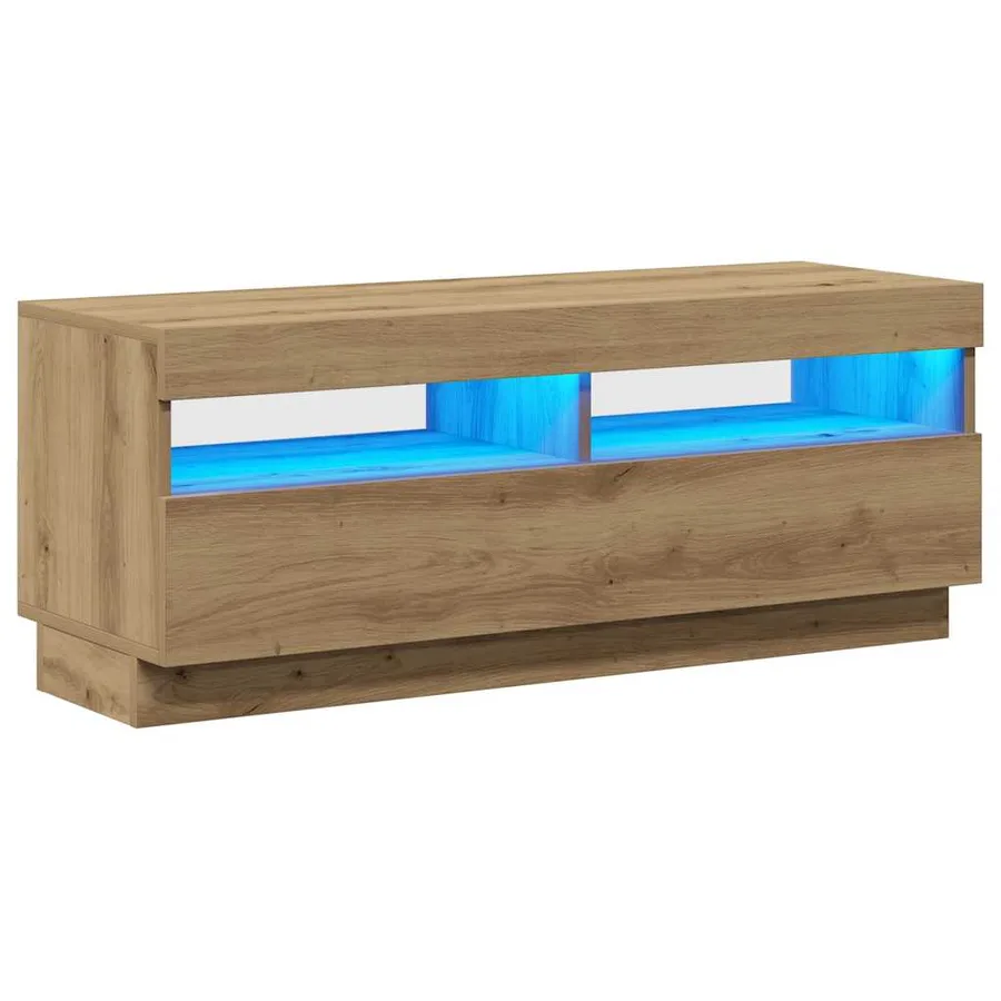 Meuble TV avec lumières LED chêne artisanal bois d'ingénierie - 2